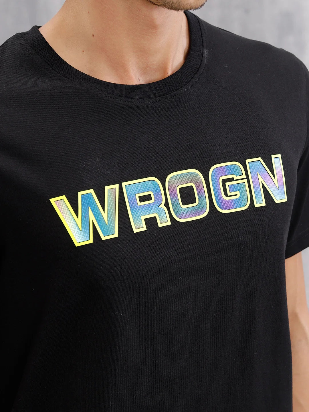 Holographic Transfer Brand Carrier Crew Neck T-Shirt  |  Black