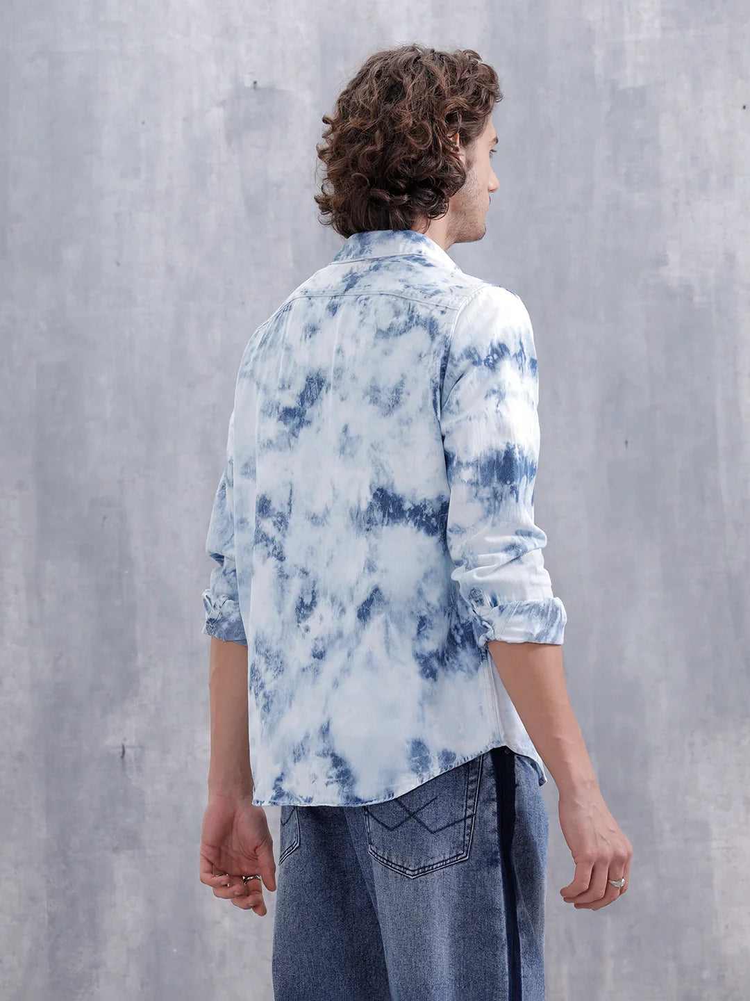 Ice Cloud Wash Slim Fit Denim Shirt | Blue
