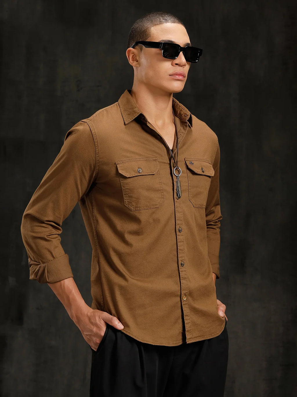 Double Pocket Overdyed Shirt  | Khaki