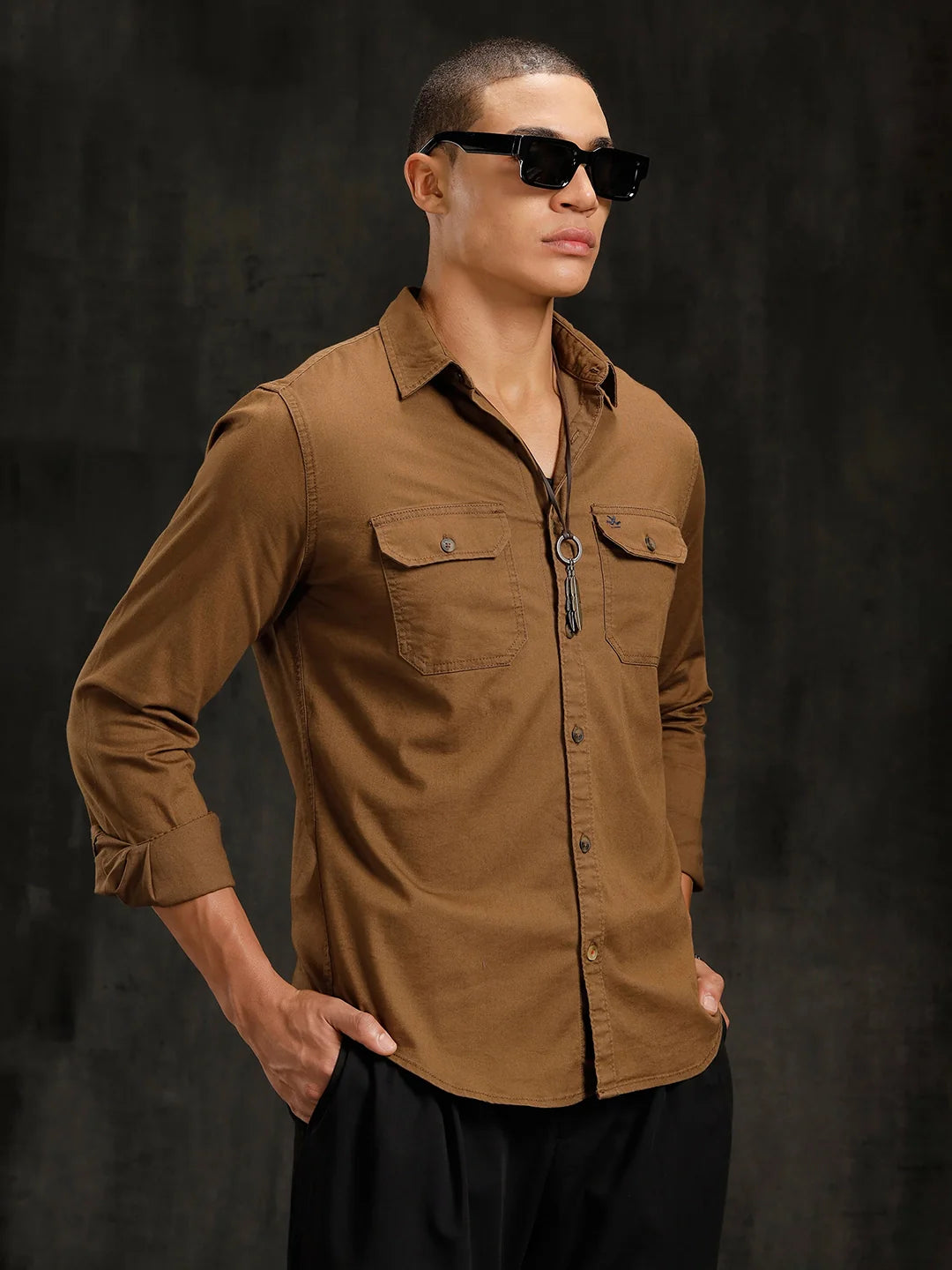 Double Pocket Overdyed Shirt  | Khaki