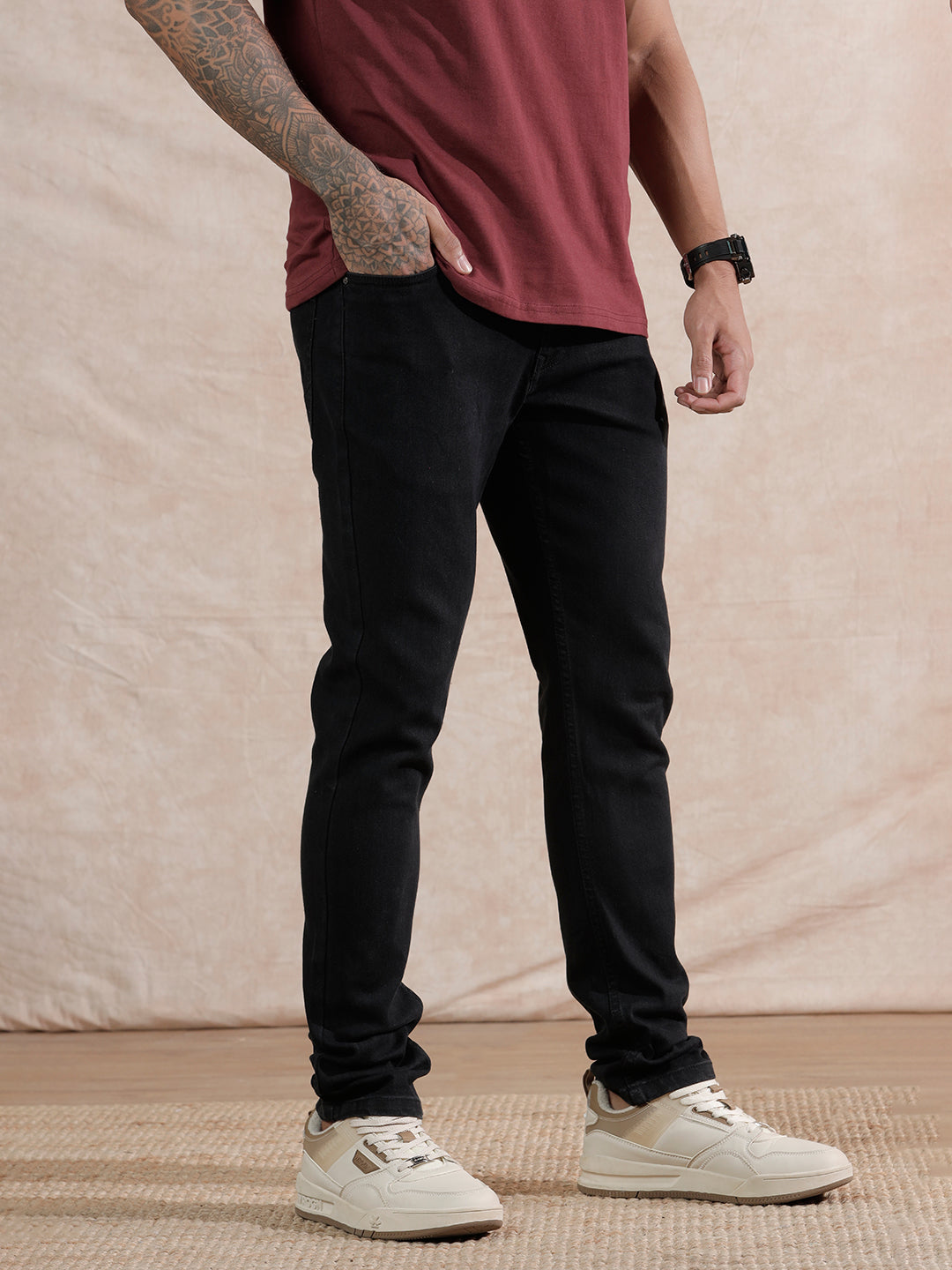 Solid Skinny Fit Jeans | Black