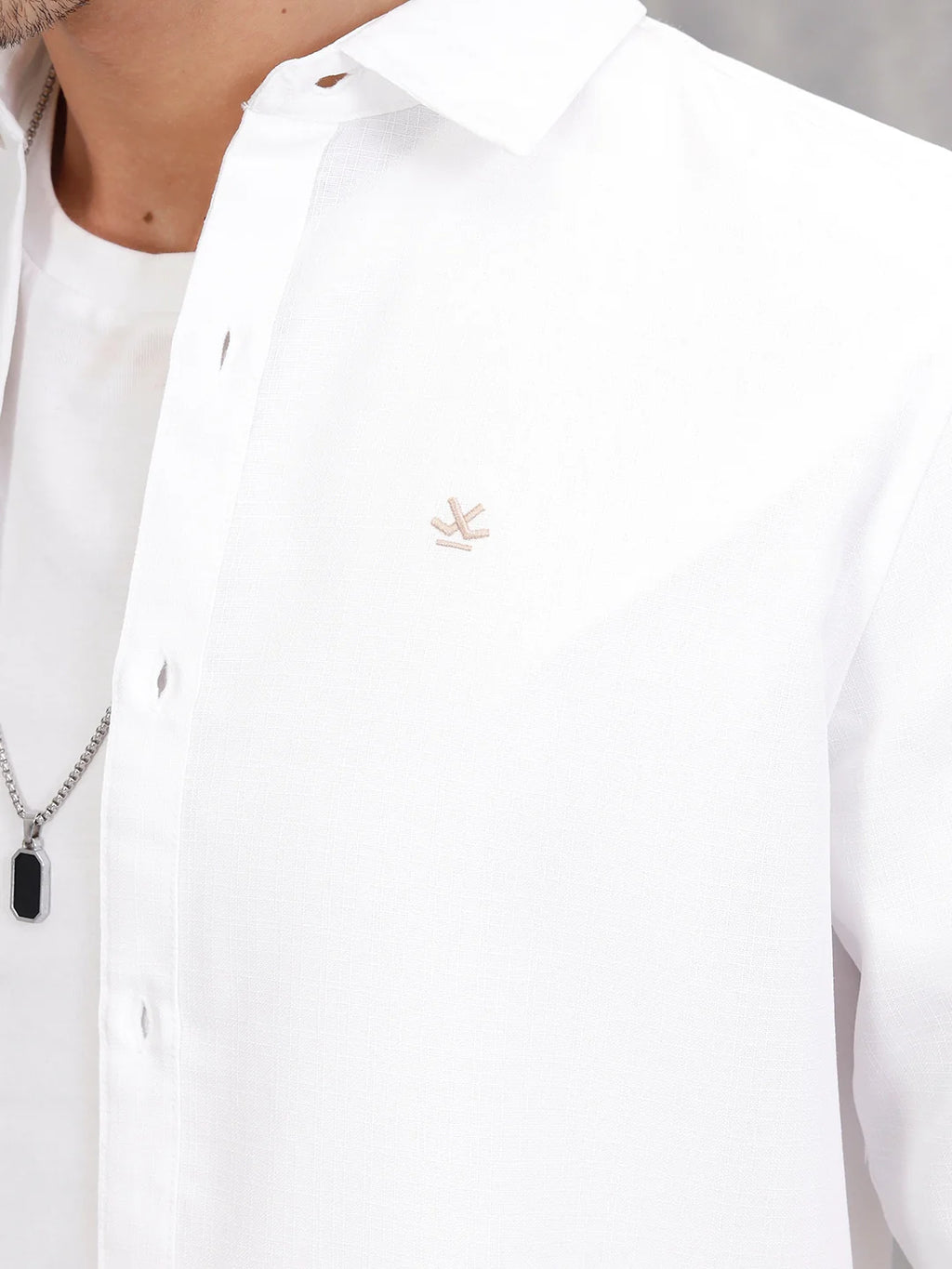 Textured Solid Shirt In Slim Fit  |  White