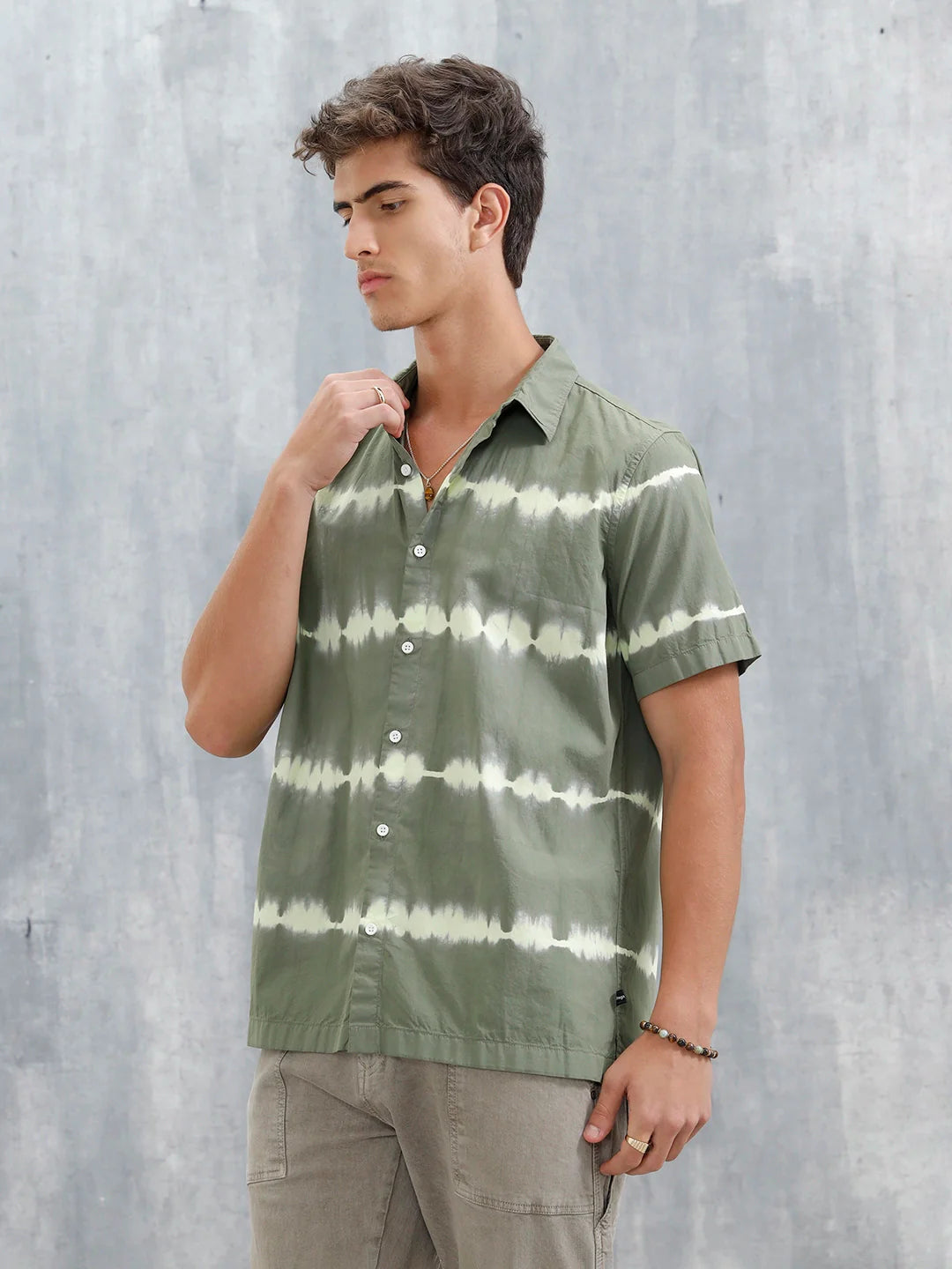 Tie Dye Printed Regular Fit Shirt | Green