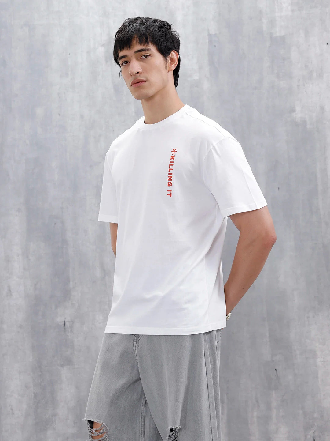 Men’s Casual Oversized Fit Graphic T-Shirt | Brown