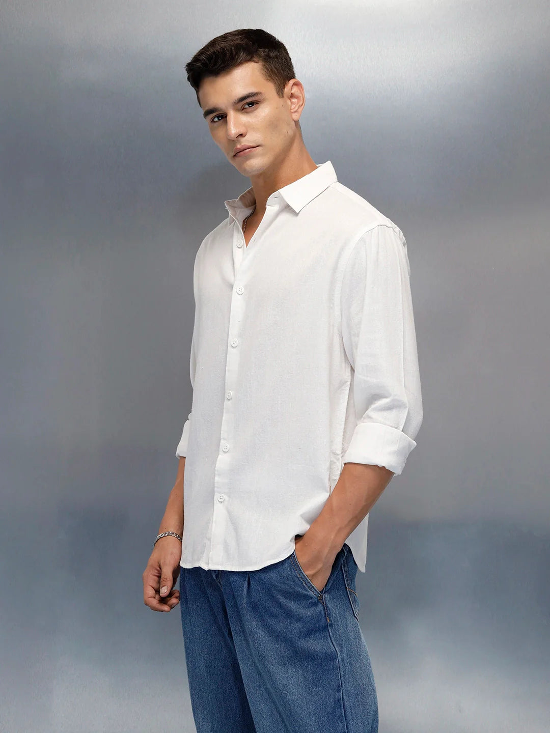 Men's Casual Regular Fit Shirt | Off White