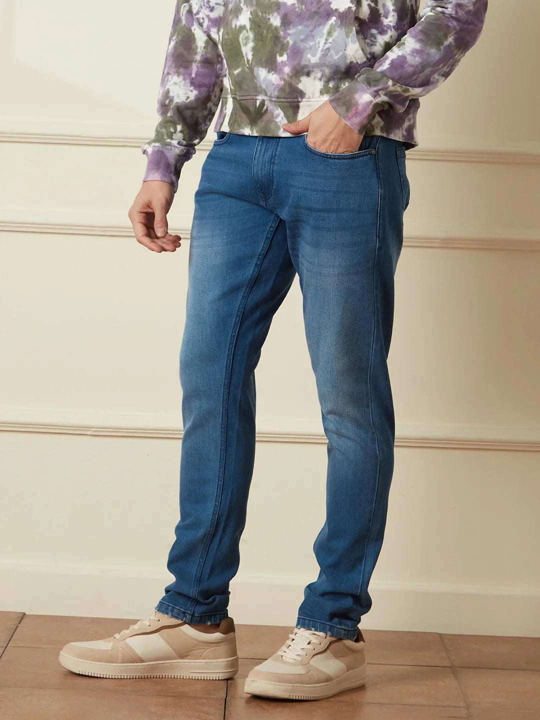 Linen Blend Denim Jeans | Blue
