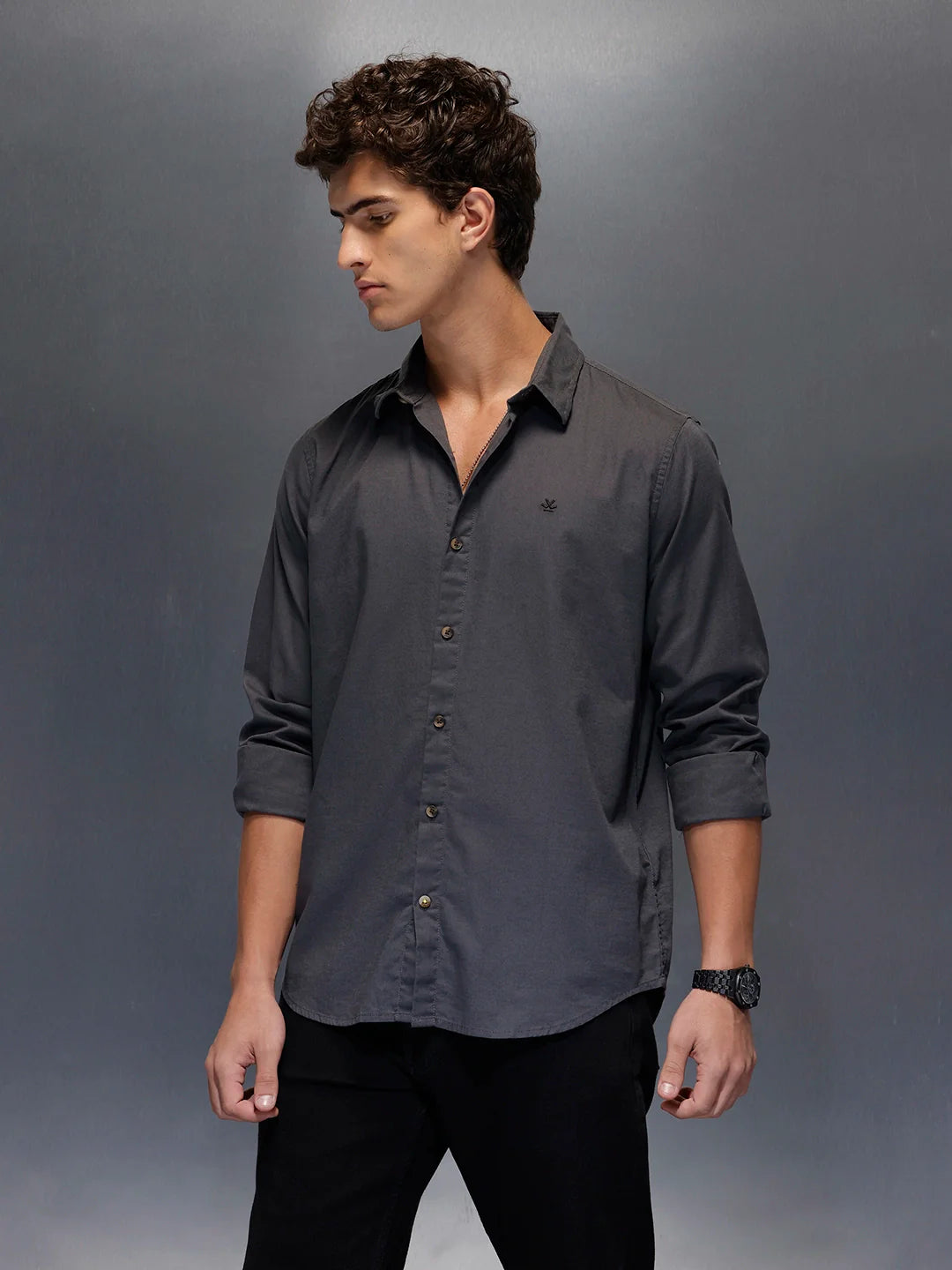 Men's Slim Fit Casual Shirt  |  Dark Grey