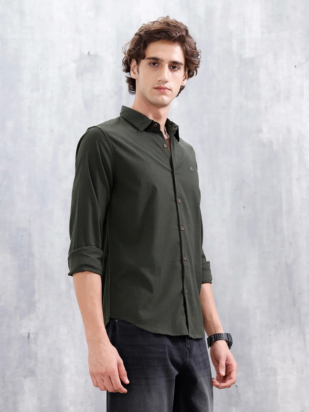 Smart Casual Men’s Slim Fit Shirt | Dark Green