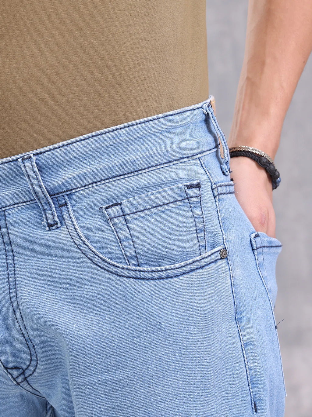 Solid Slim Tapered Jeans | Blue