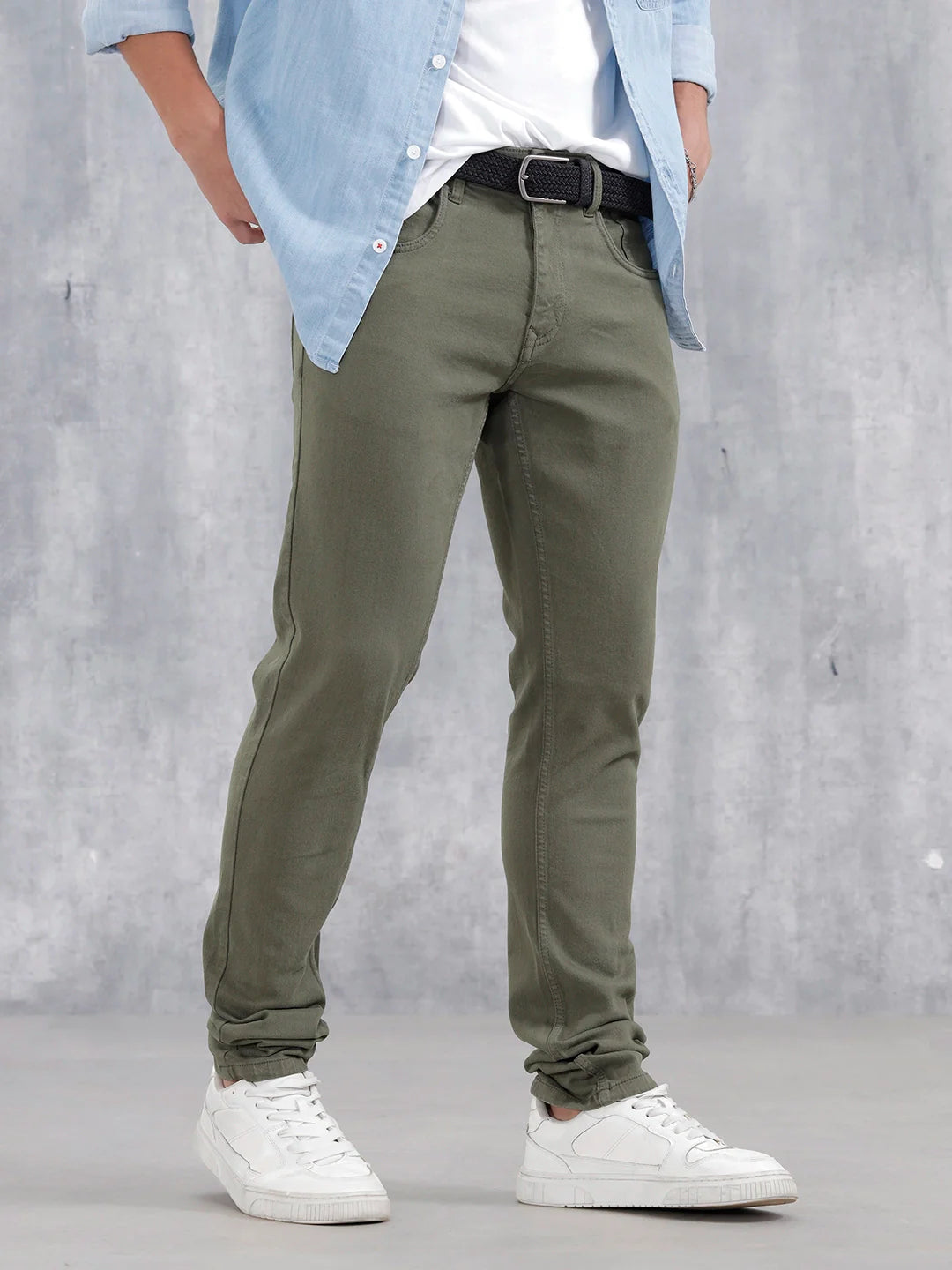 Men'S Casual Slim Fit Jeans  | Olive
