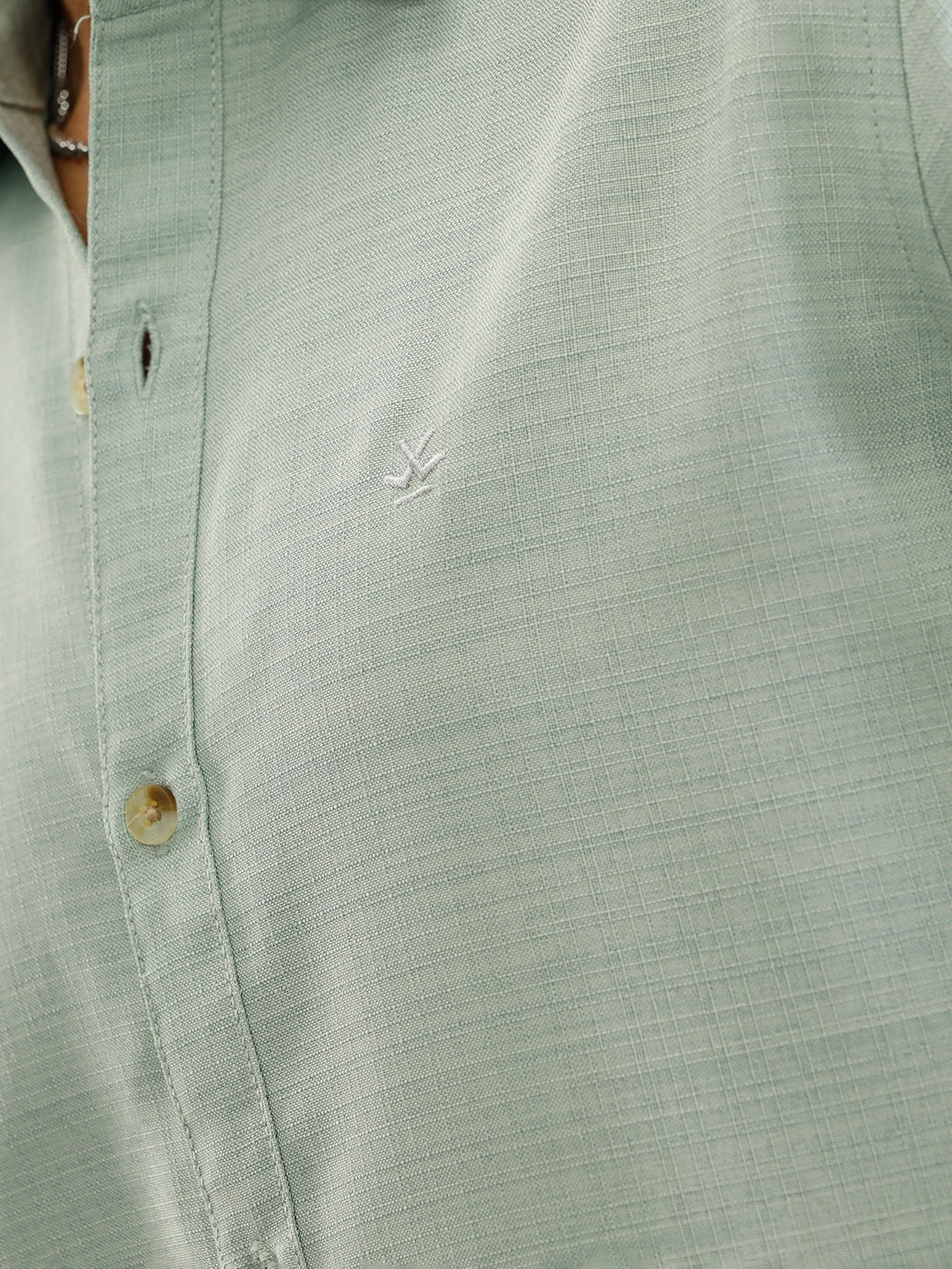 Textured Solid Casual Look Slim Fit Shirt |  Light Green
