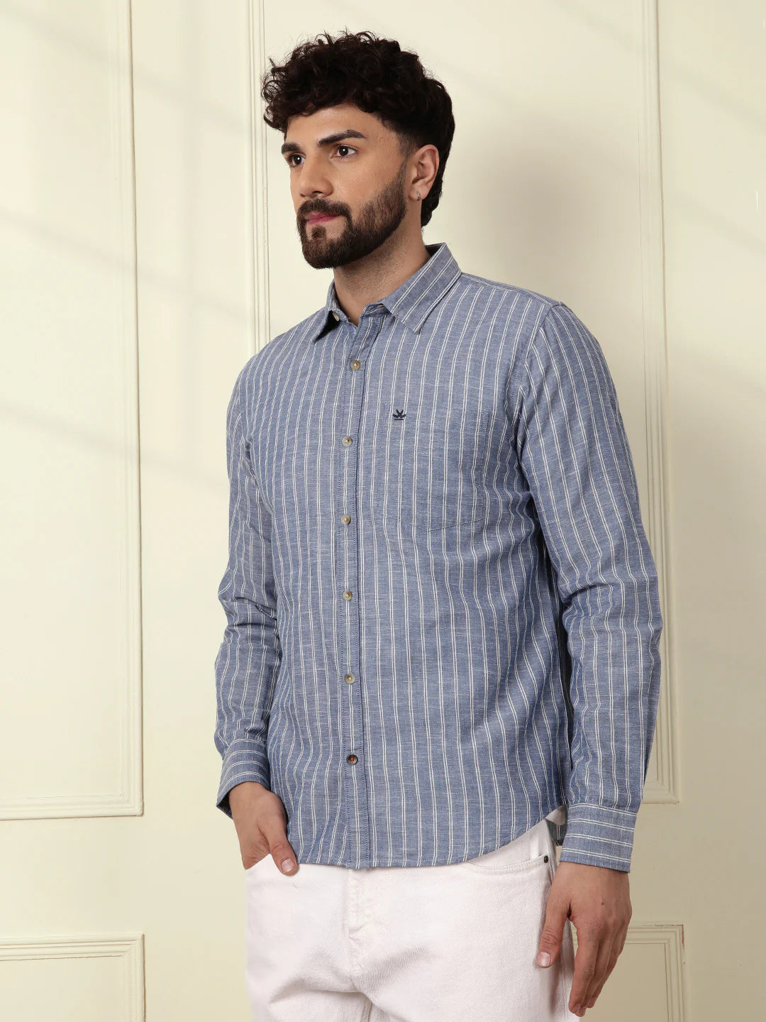 Chambray Striped Classic Shirt | Blue