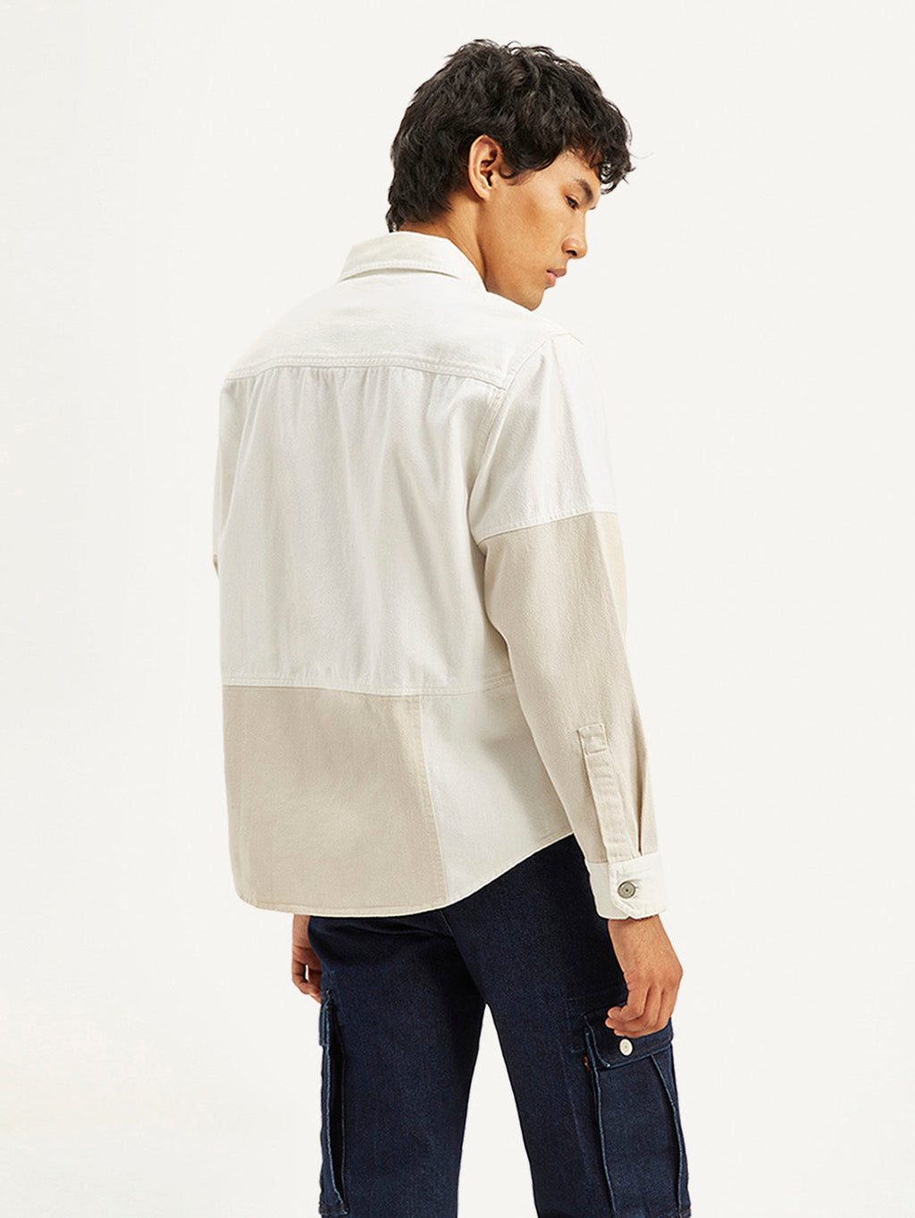 Men's Colorblock Relaxed Fit Denim Overshirt