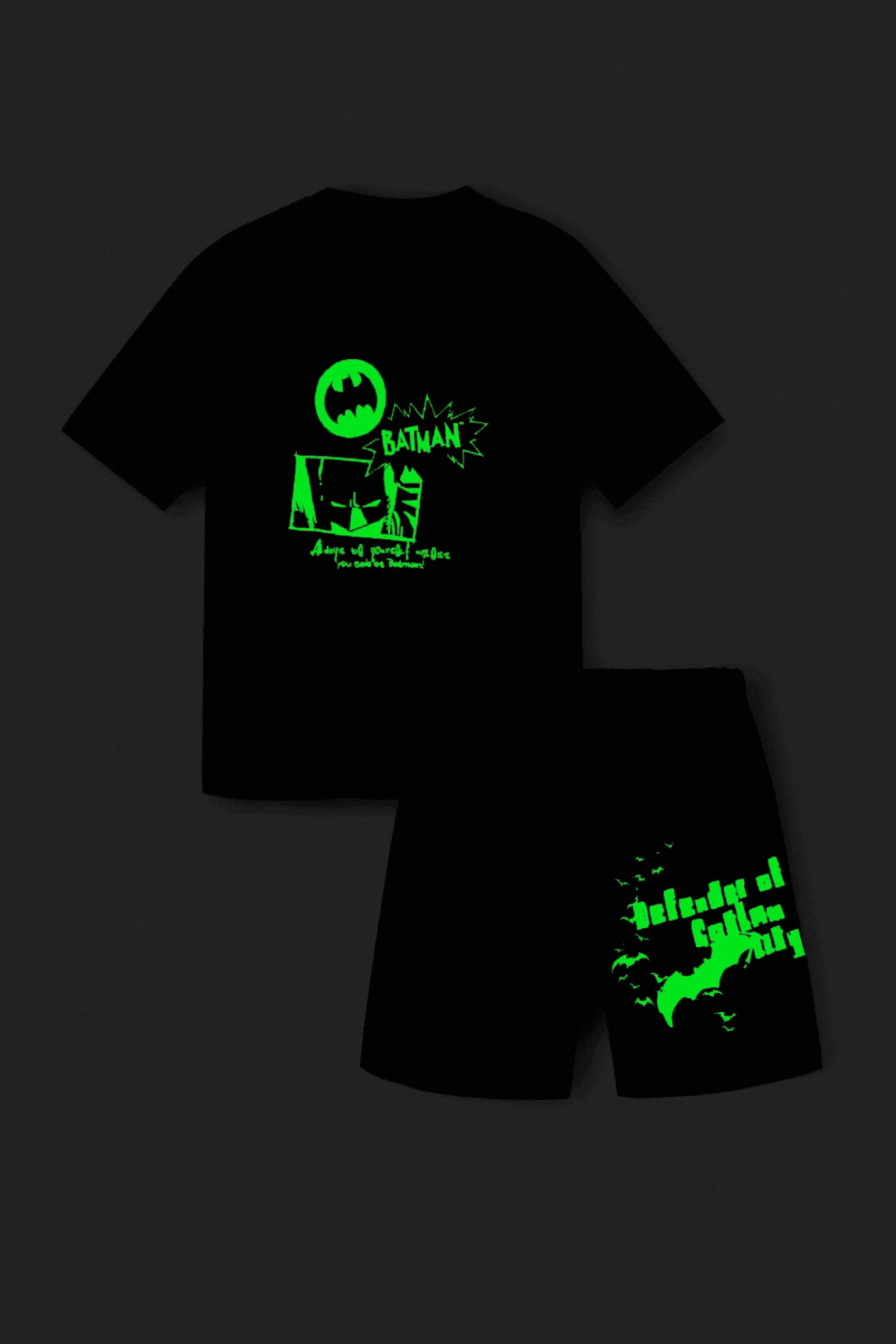 Batman Glow In The Dark Shorts Set