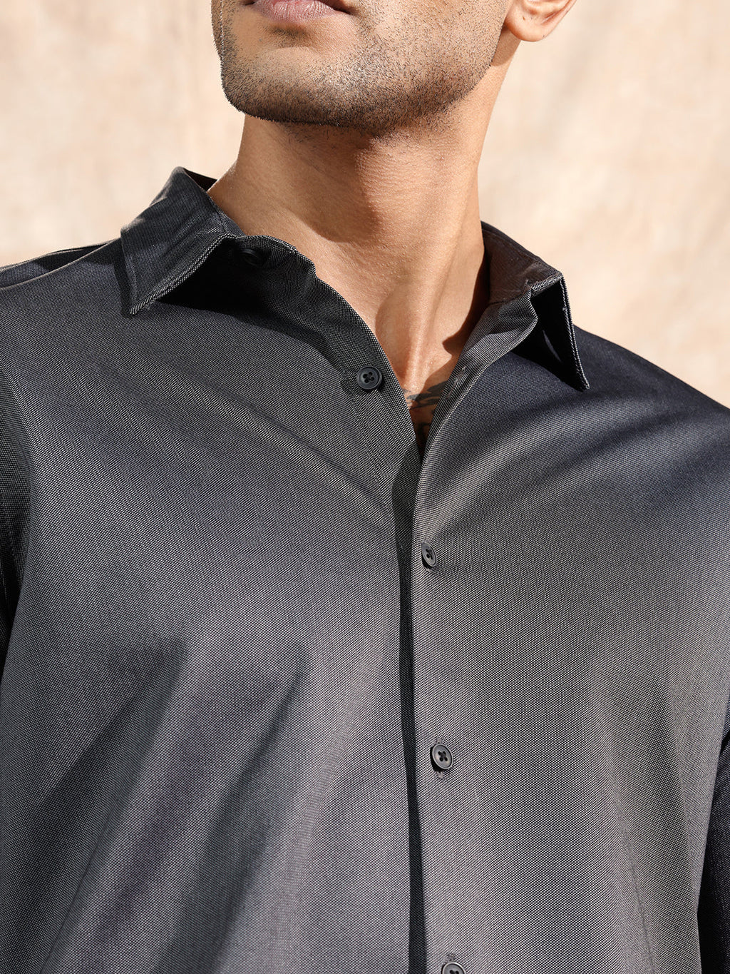 Solid Stretch Slim Fit Shirt | Black
