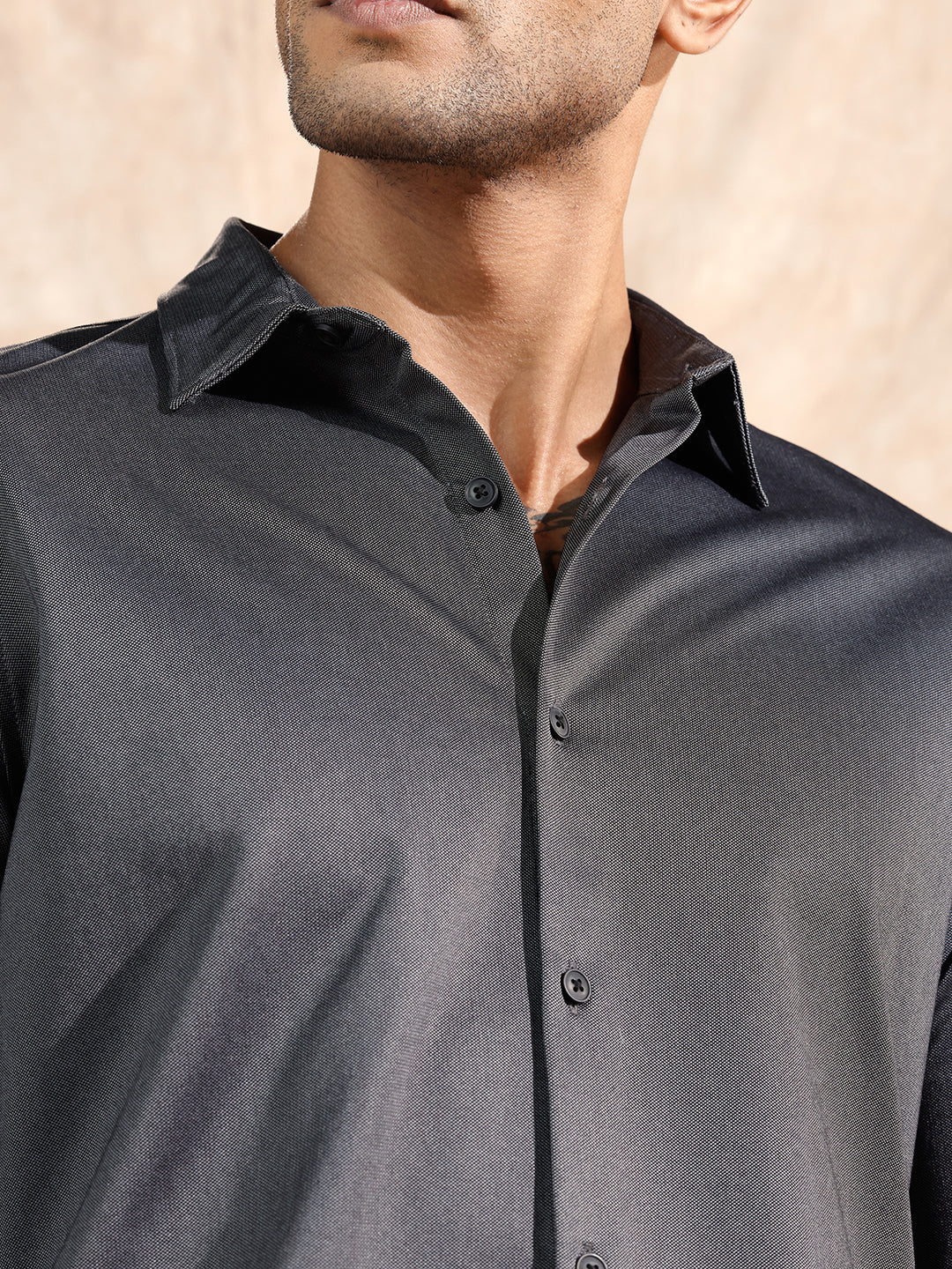 Solid Stretch Slim Fit Shirt | Black