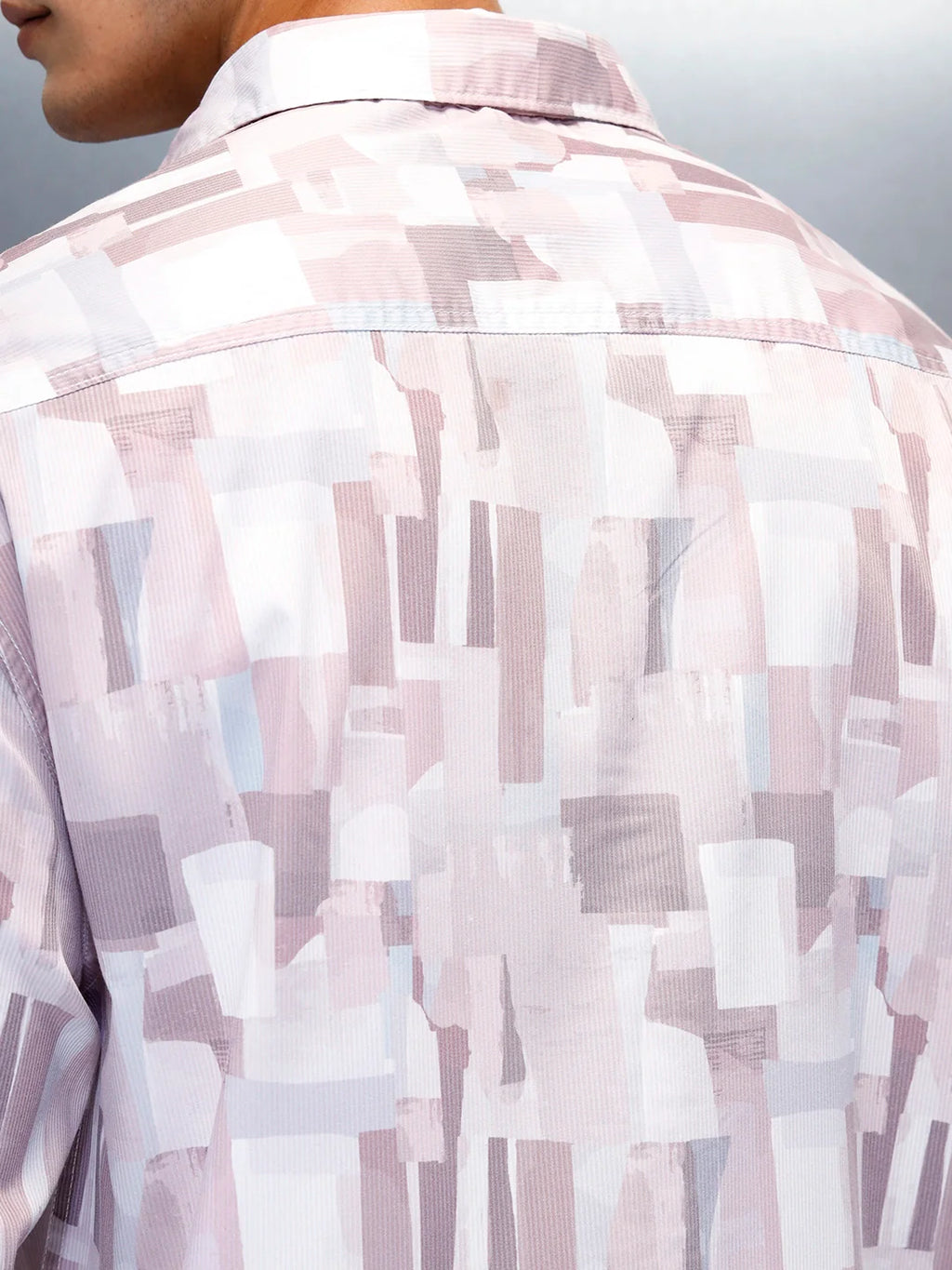 Abstract Aop Printed Oversized Fit Men's Casual Shirt | Pink
