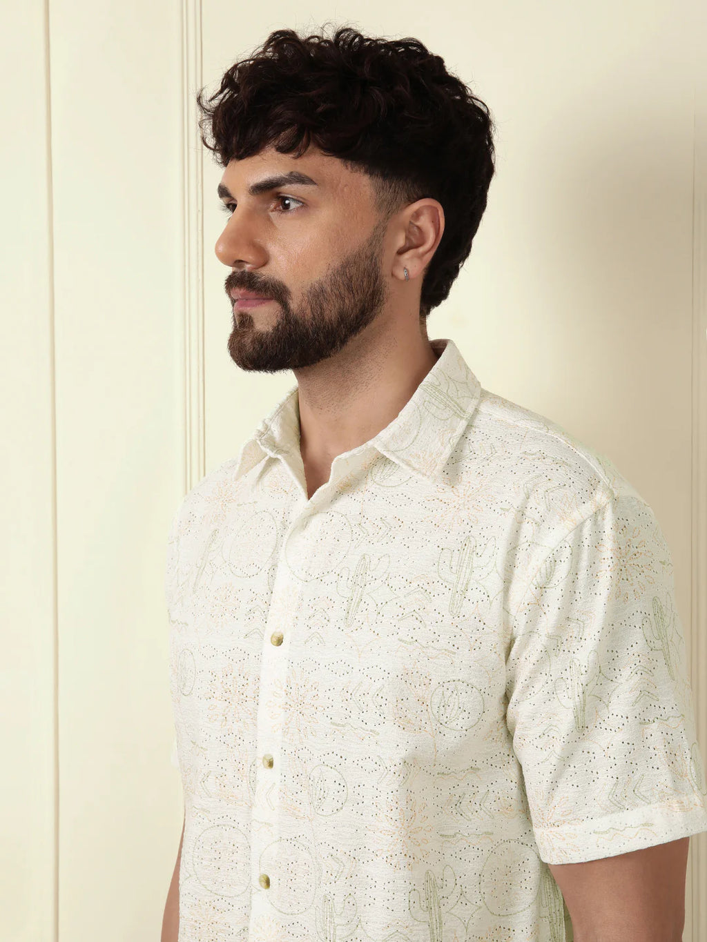 Perforated Light Weight AOP Shirt | Off White