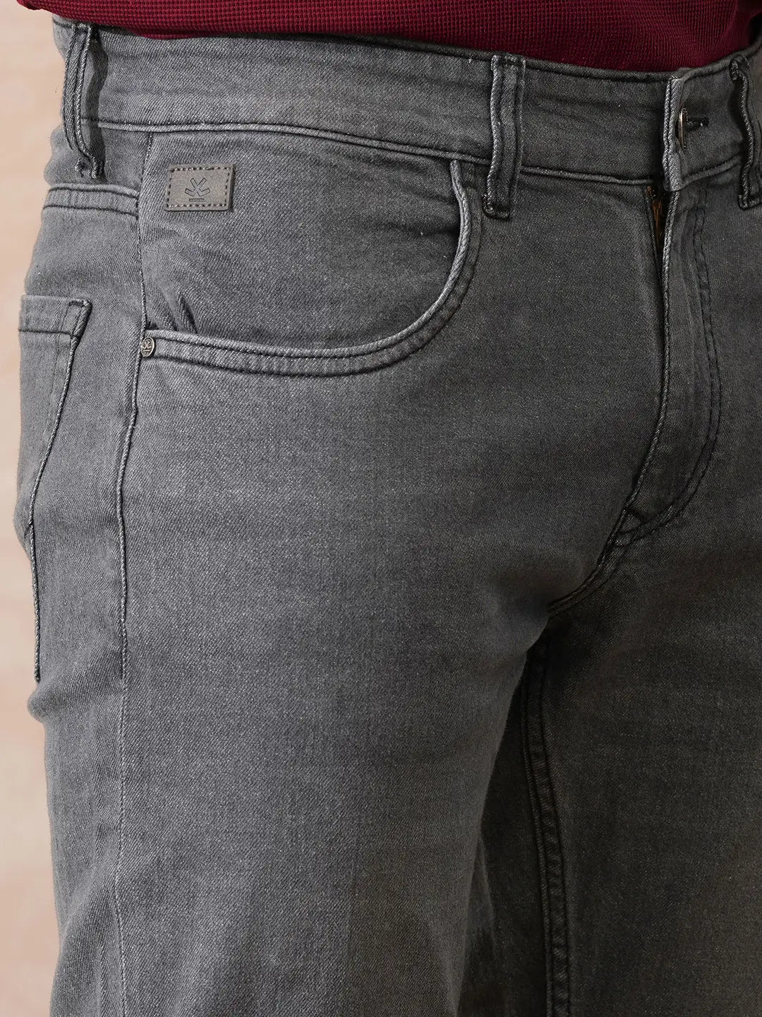 Solid Slim Tapered Jeans | Grey
