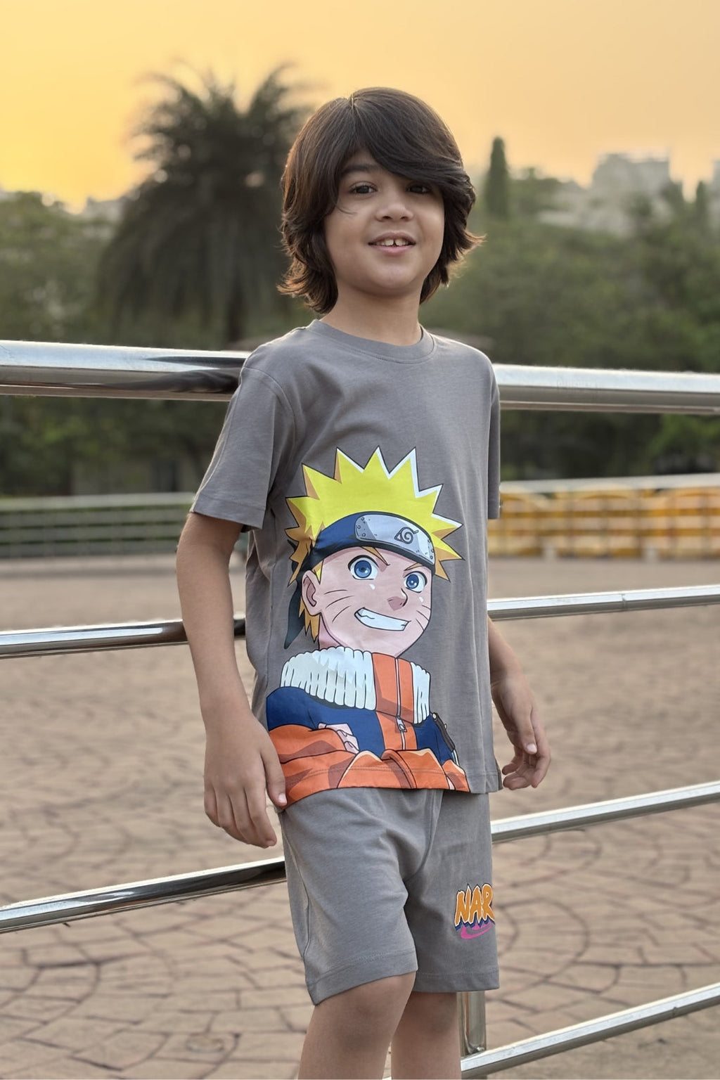 Naruto Iconic Grey Short Set