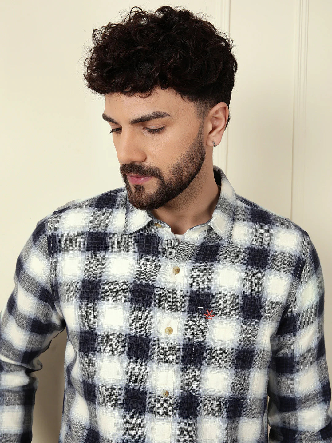 Shadow Checked Herringbone Shirt | Off White