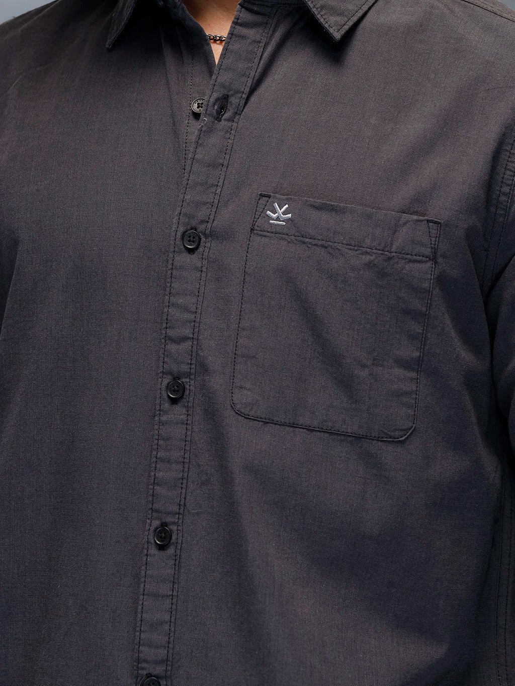 Wrogn Abstract Printed Comfort Fit Shirt | Dark Grey