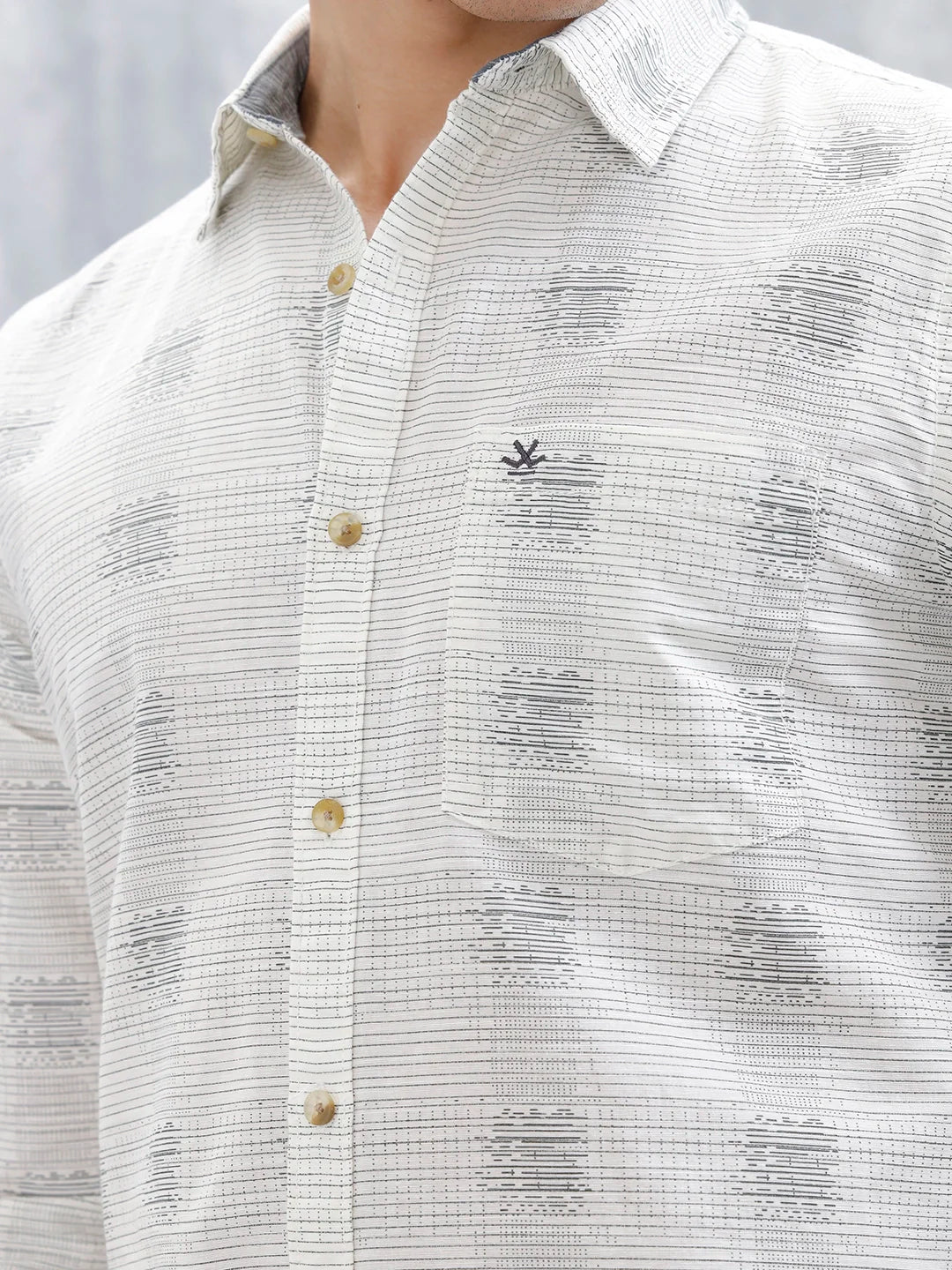 Printed Men's Casual Slim Fit Shirt | Off White