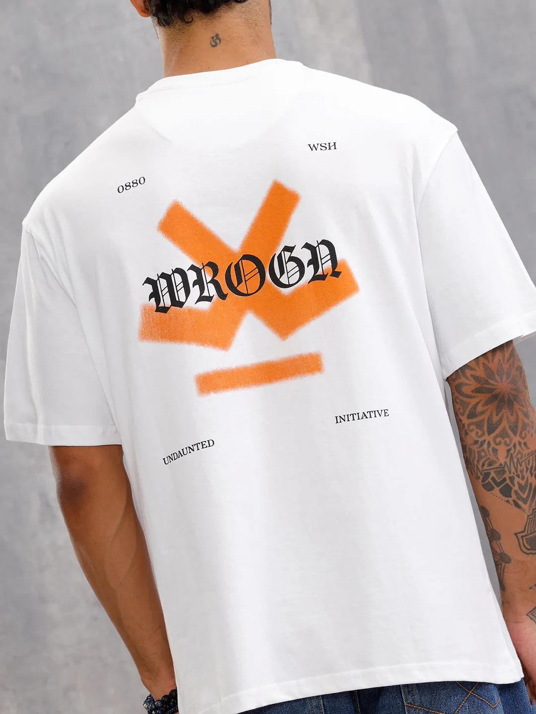 Oversized Fit Brand Carrier T-Shirt With Back Print | White
