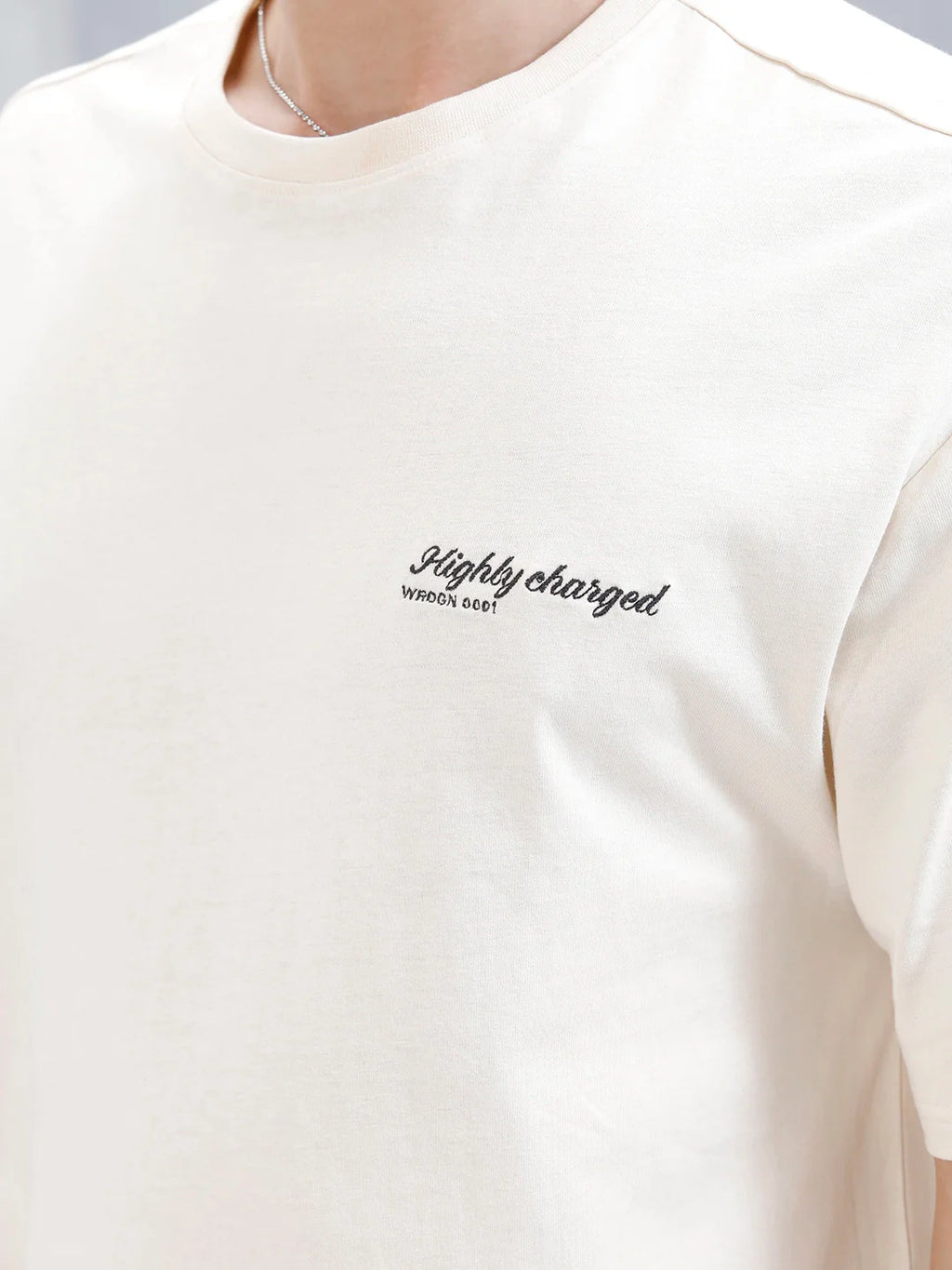 Wrogn Embroidered T-Shirt For Men's | Beige