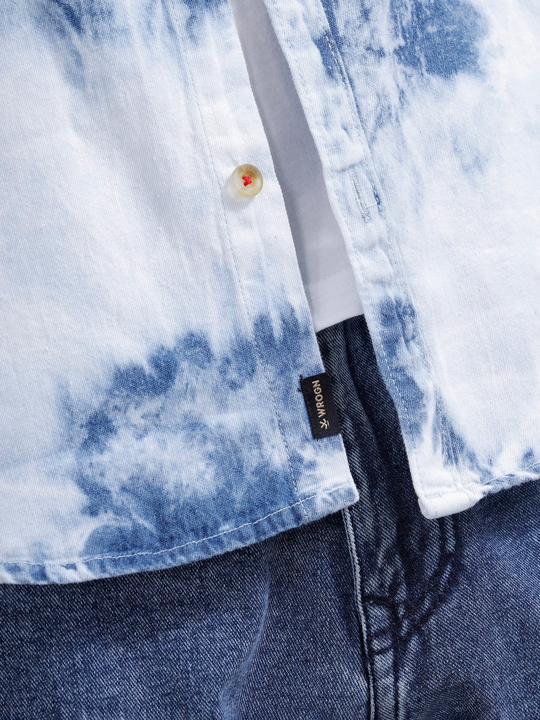 Ice Cloud Wash Slim Fit Denim Shirt | Blue