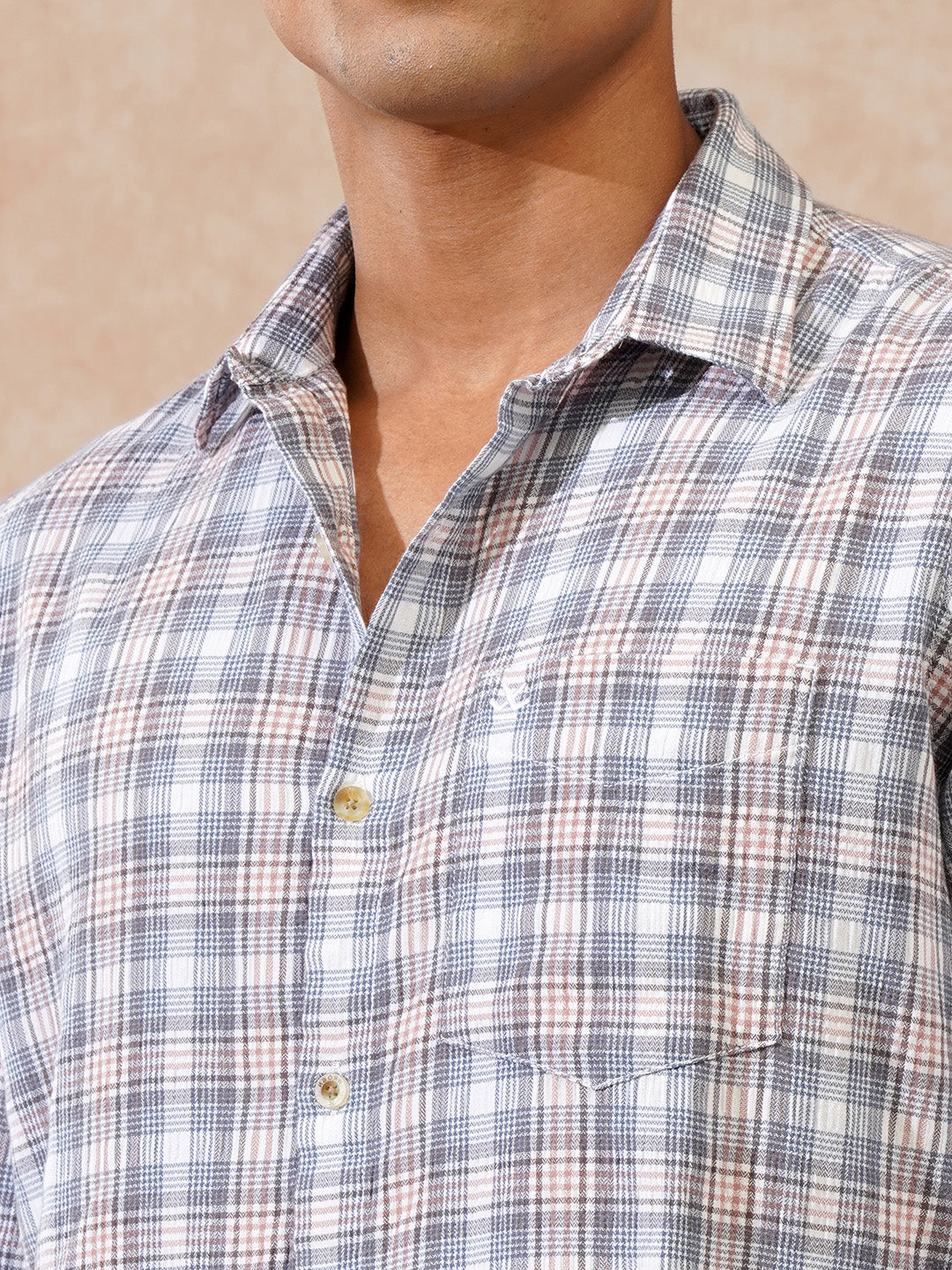 Textured Seersucker Slim Fit Shirt | Grey