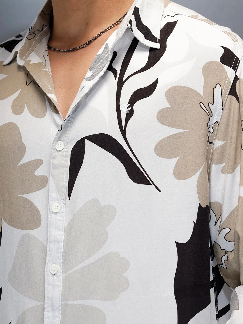 Floral Printed Comfort Fit Casual Shirt | Off White