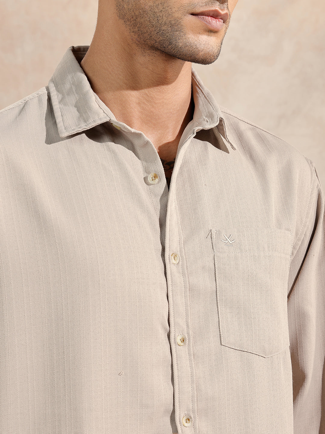 Textured Cotton Slub Comfort Fit Shirt | Grey