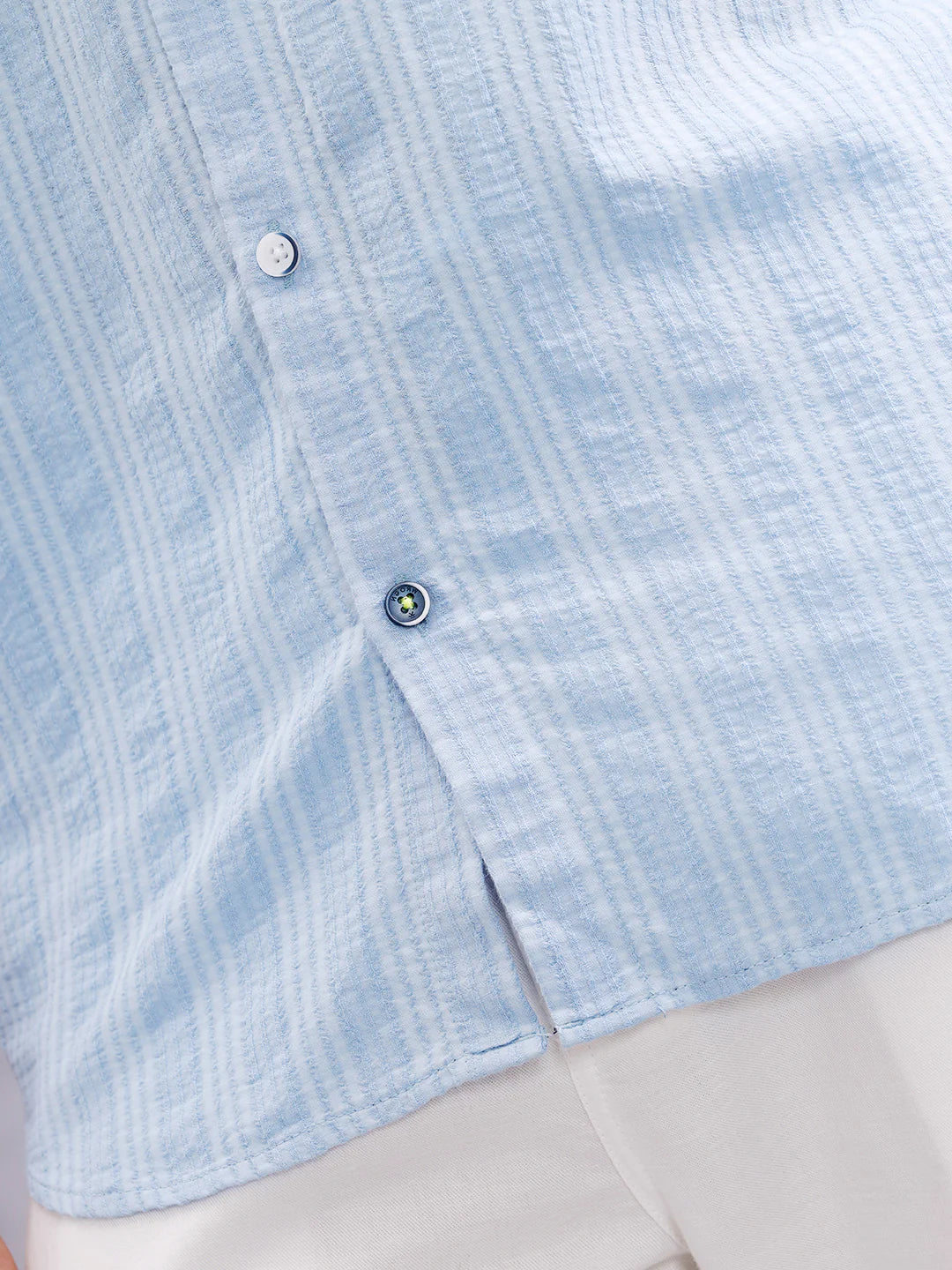 Modal Blend Seersucker Shirt In Slim Fit | Light Blue