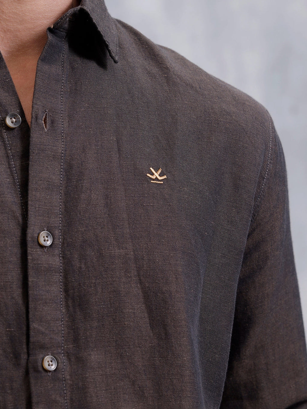 Men's Casual Solid Shirt | Brown