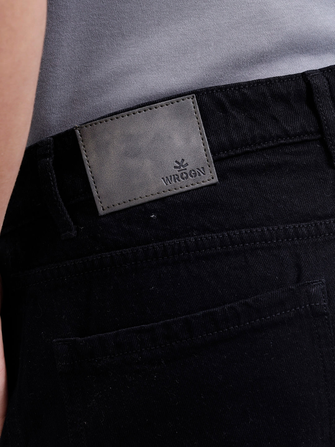 Loose Fit Workwear Trousers With Patch Pockets & Hammer Loop | Black
