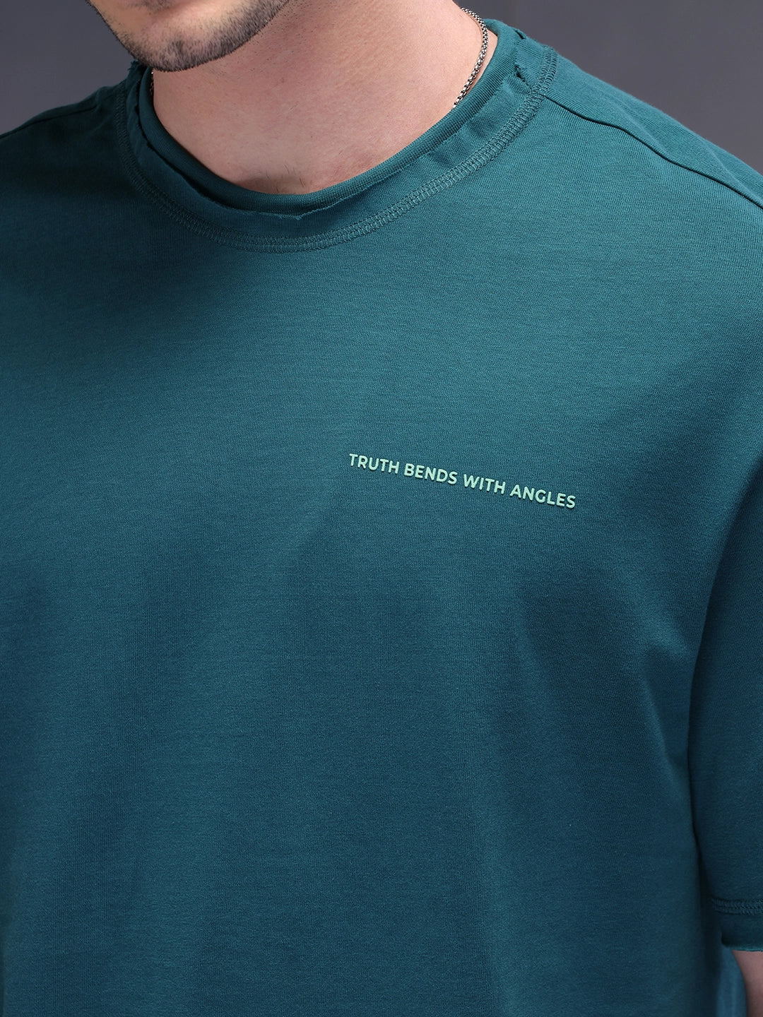 Raw Edge Printed T-Shirt | Green