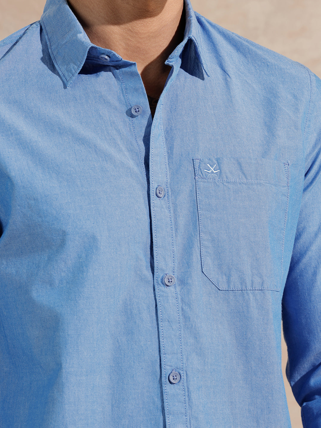 Solid Chambray Comfort Fit Shirt | Blue