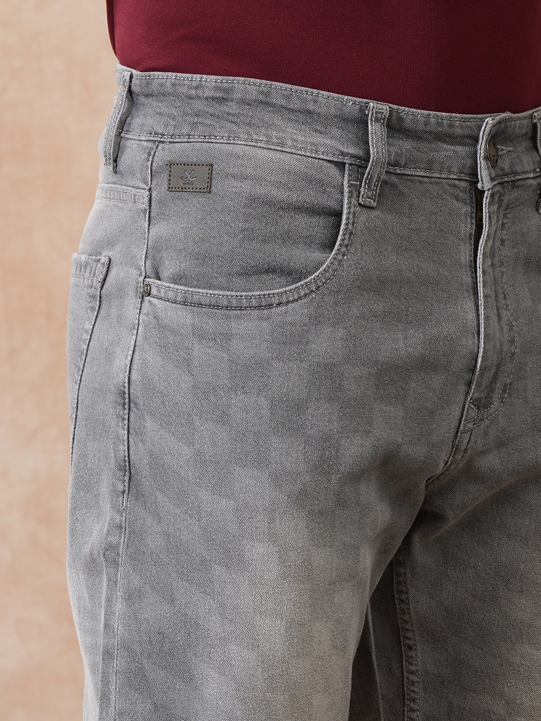 Laser Print Anti Fit Jeans | Grey