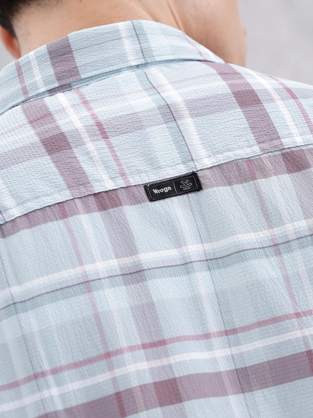 Wrogn Men's Comfot Fit Printed Checkered Shirt | Blue