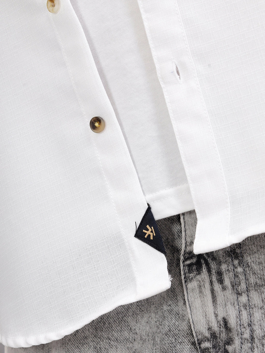 Textured Solid Shirt In Slim Fit  |  White
