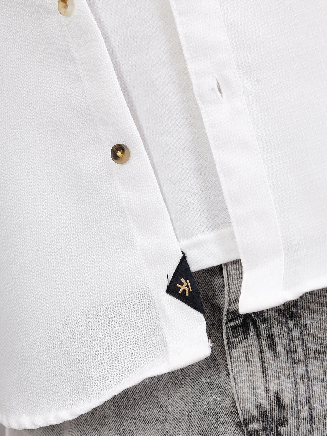 Textured Solid Shirt In Slim Fit  |  White