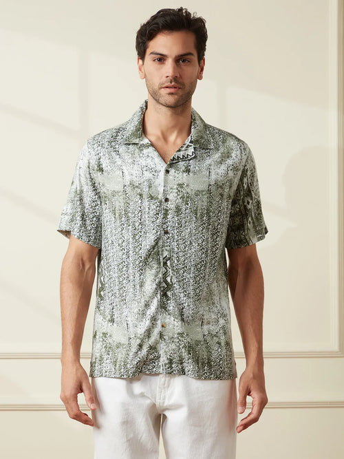 AOP Fluid Light Weight Viscose Shirt | Green