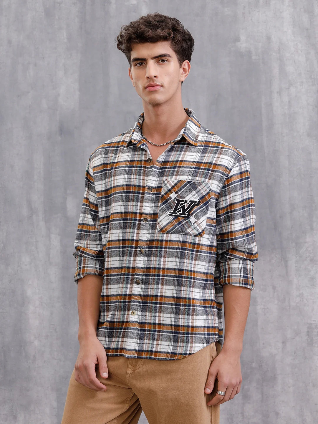 Varsity Look Oversized Fit Retro Checks Shirt | White