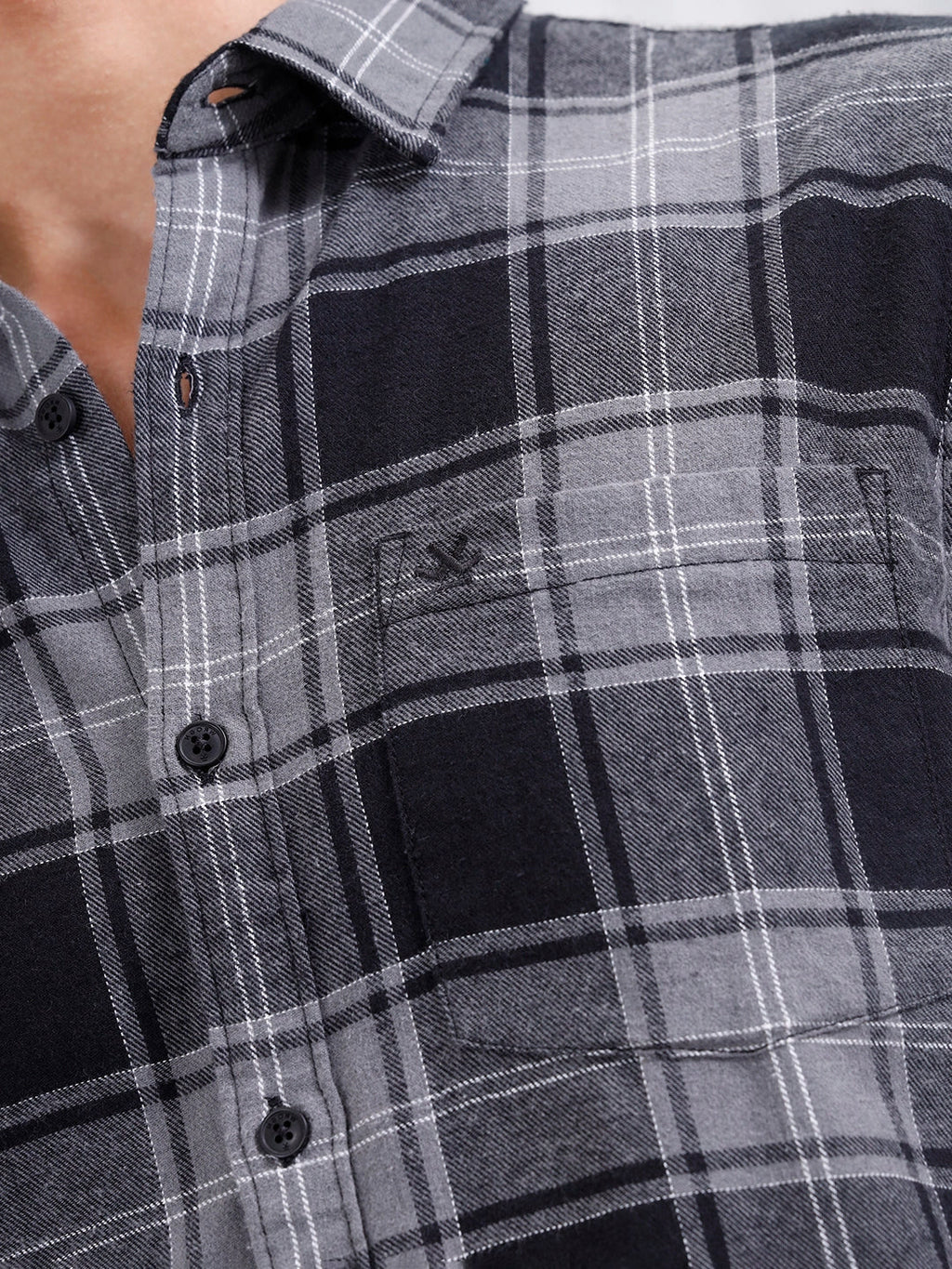Regular Fit Cotton Checkered Pattern Shirt | Black