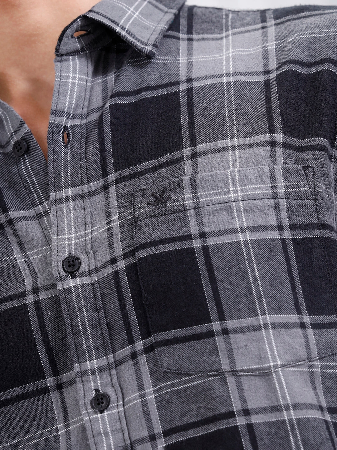 Regular Fit Cotton Checkered Pattern Shirt | Black