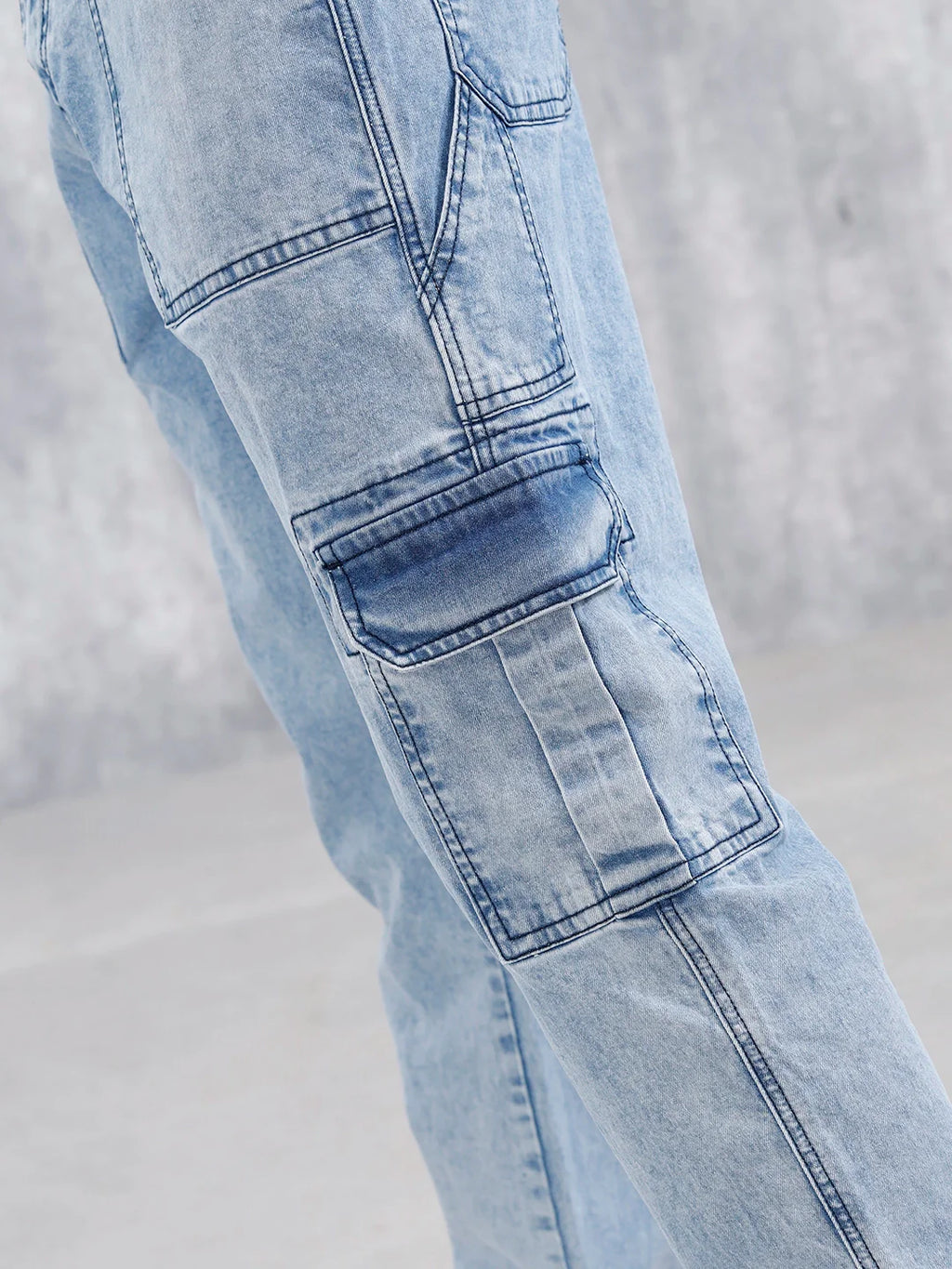 Mid Wash Cargo Fit Jeans | Blue
