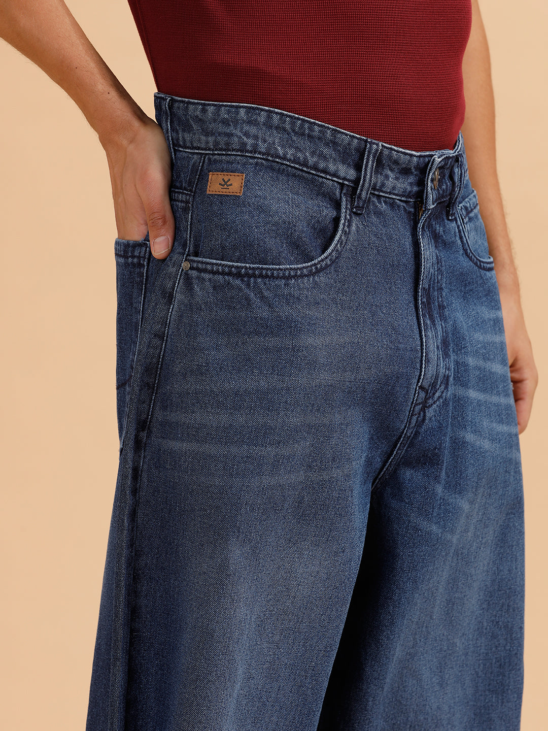 Heavy Fade Baggy Fit Jeans | Dark Blue