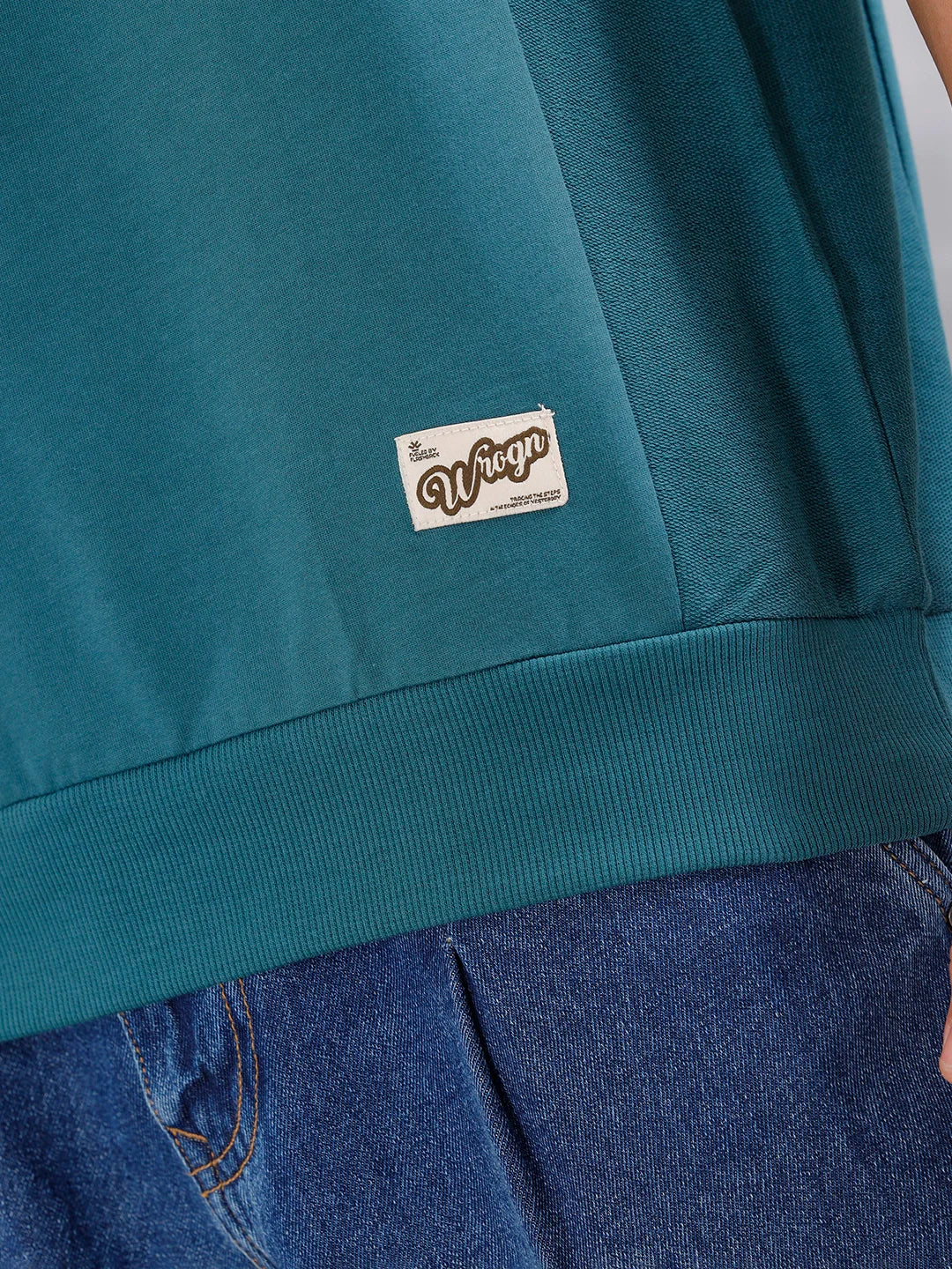 Solid Oversized Crew Neck T-shirt | Teal