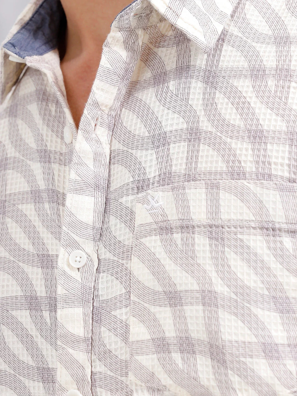 Textured Printed Slim Fit Shirt | Off White